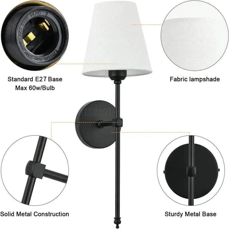 Luminaire Applique Murale éclat vintage en tissu – Référence : Aline7591- - Nexa Lights
