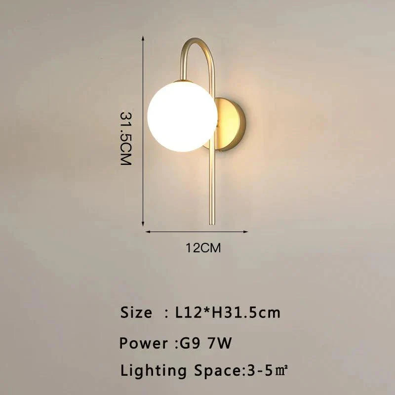 Luminaire Applique Murale finition en métal doré et verre opale – Référence : Émile9275- - Nexa Lights