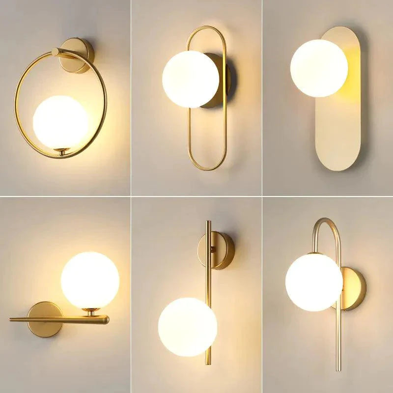 Luminaire Applique Murale finition en métal doré et verre opale – Référence : Émile9275- - Nexa Lights