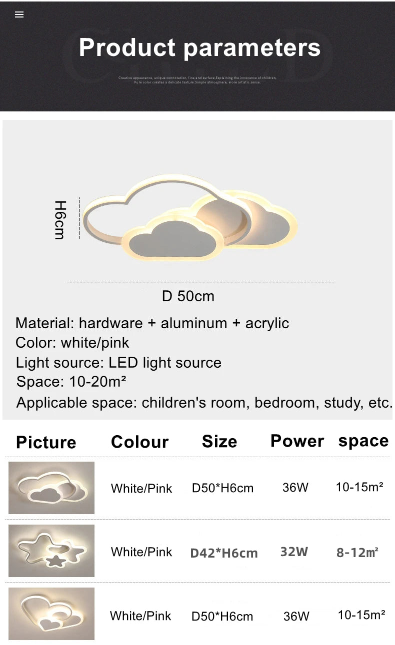 Luminaire Enfant Nuage Rose – Référence: Aster9142- - Nexa Lights