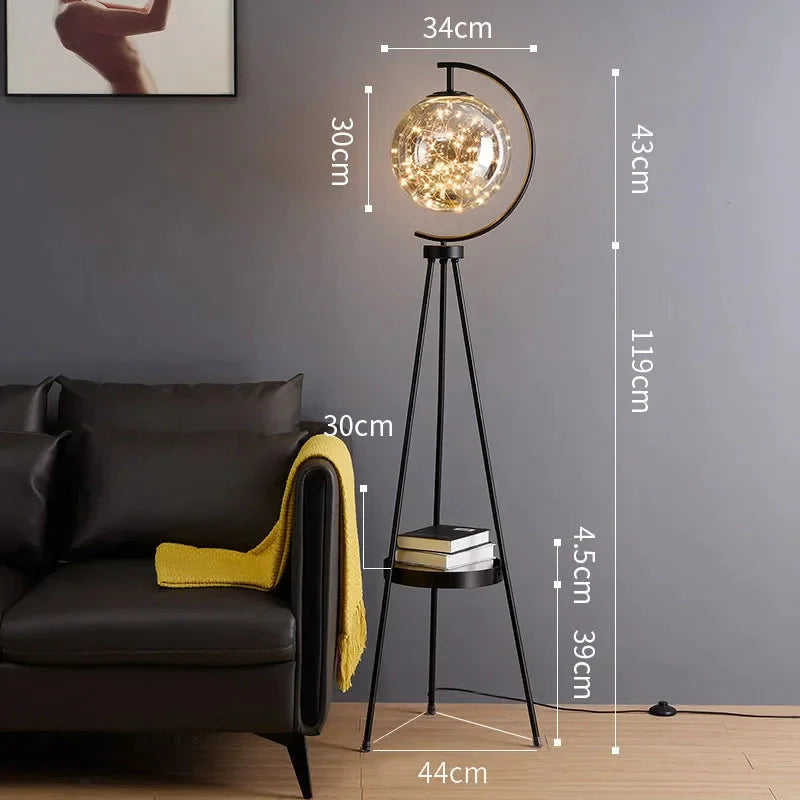 Luminaire Lampadaire design élégant en Verre Noir et Or – Référence : Marceau1873- - Nexa Lights