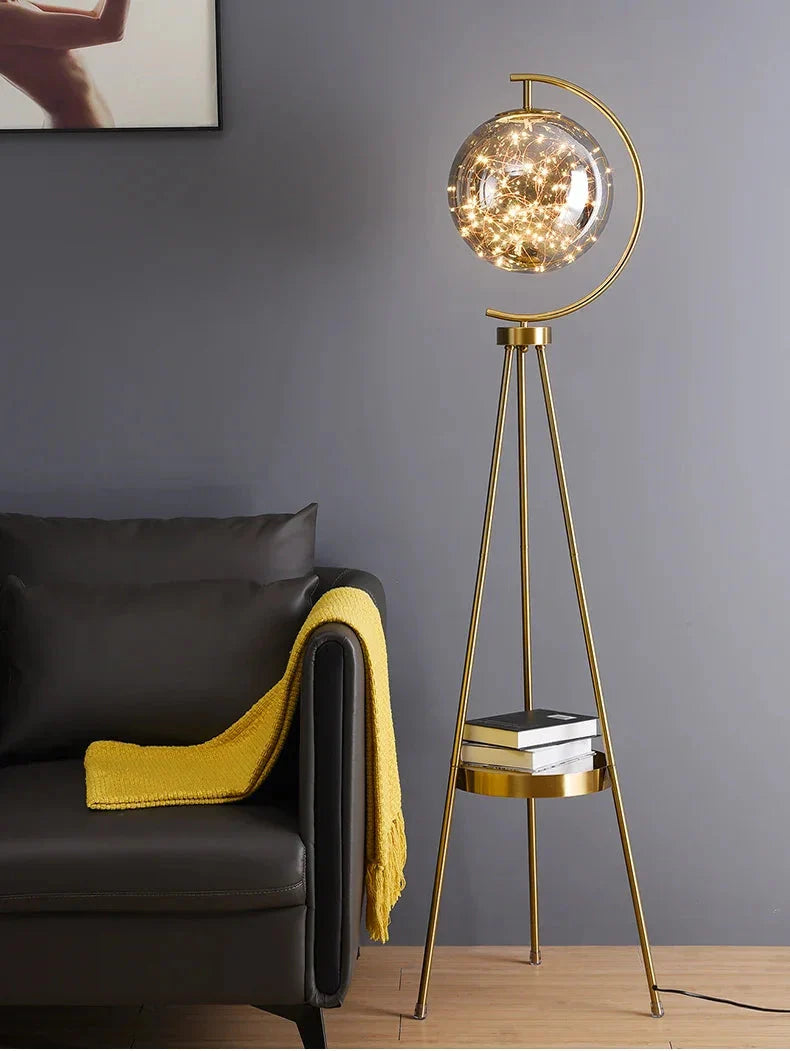Luminaire Lampadaire design élégant en Verre Noir et Or – Référence : Marceau1873- - Nexa Lights
