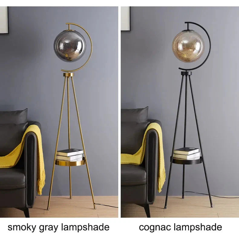 Luminaire Lampadaire design élégant en Verre Noir et Or – Référence : Marceau1873- - Nexa Lights