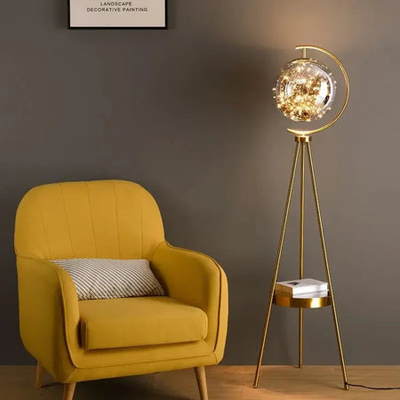 Luminaire Lampadaire design élégant en Verre Noir et Or – Référence : Marceau1873- - Nexa Lights