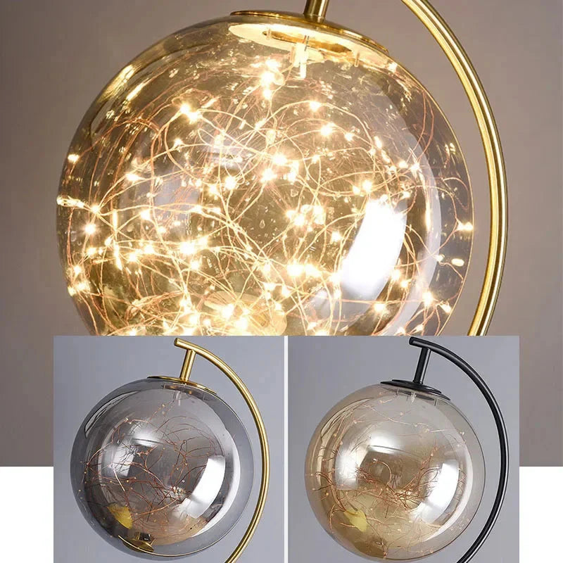 Luminaire Lampadaire design élégant en Verre Noir et Or – Référence : Marceau1873- - Nexa Lights