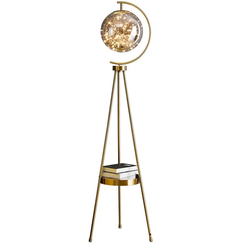 Luminaire Lampadaire design élégant en Verre Noir et Or – Référence : Marceau1873- - Nexa Lights