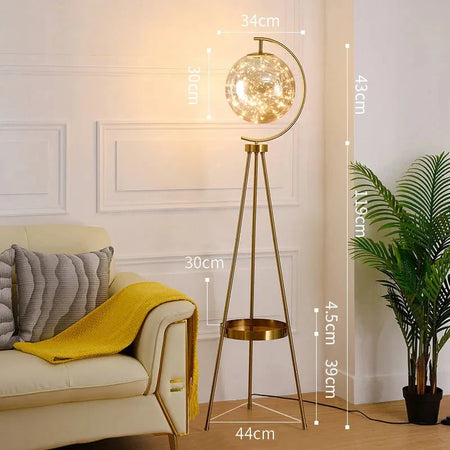Luminaire Lampadaire design élégant en Verre Noir et Or – Référence : Marceau1873- - Nexa Lights