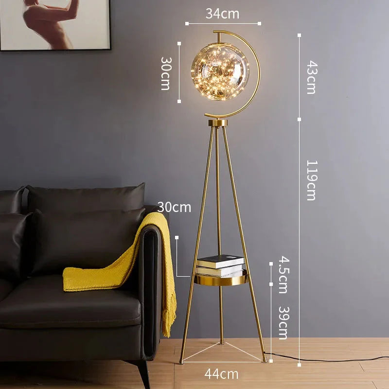Luminaire Lampadaire design élégant en Verre Noir et Or – Référence : Marceau1873- - Nexa Lights