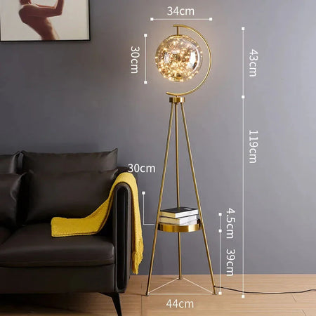 Luminaire Lampadaire design élégant en Verre Noir et Or – Référence : Marceau1873- - Nexa Lights