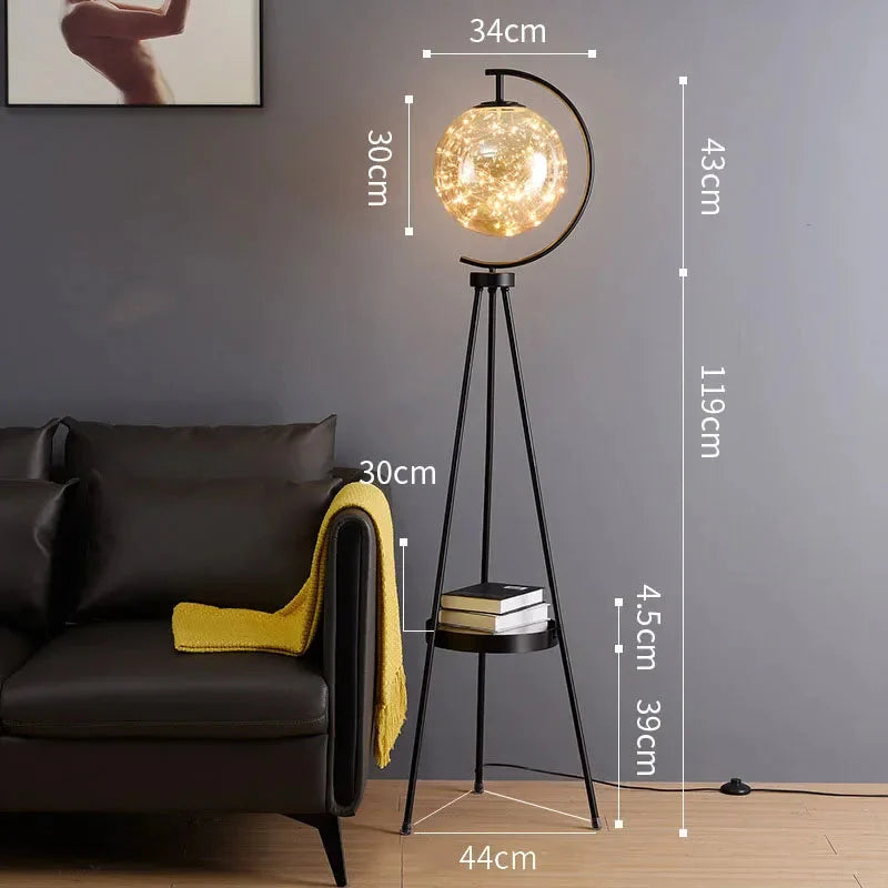 Luminaire Lampadaire design élégant en Verre Noir et Or – Référence : Marceau1873- - Nexa Lights