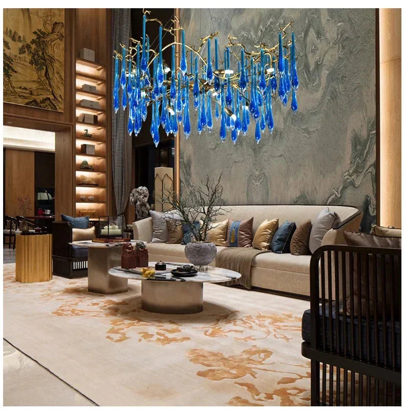 Luminaire Lustre cristal bleu luxueux – Référence : Zélia8367- - Nexa Lights