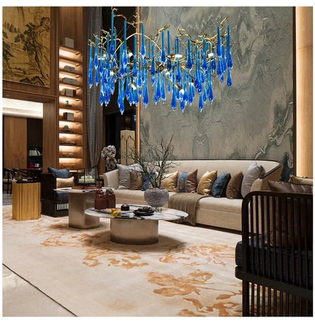 Luminaire Lustre cristal bleu luxueux – Référence : Zélia8367- - Nexa Lights