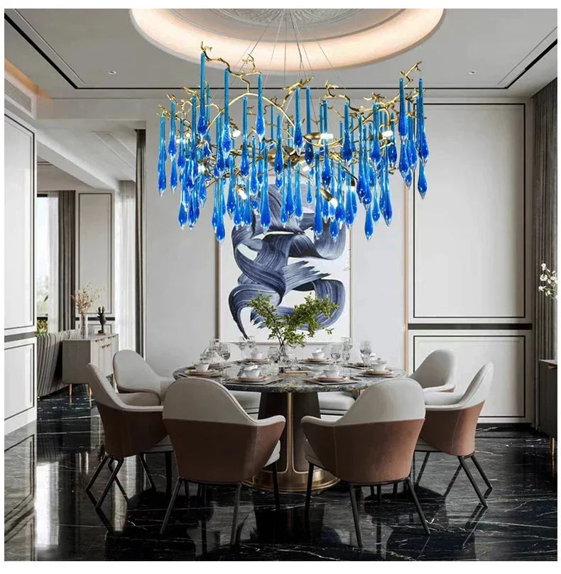 Luminaire Lustre cristal bleu luxueux – Référence : Zélia8367- - Nexa Lights