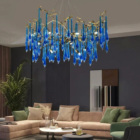 Luminaire Lustre cristal bleu luxueux – Référence : Zélia8367- - Nexa Lights