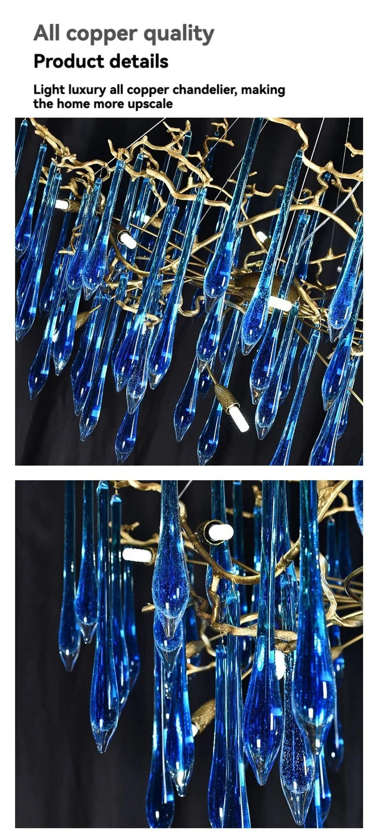 Luminaire Lustre cristal bleu luxueux – Référence : Zélia8367- - Nexa Lights