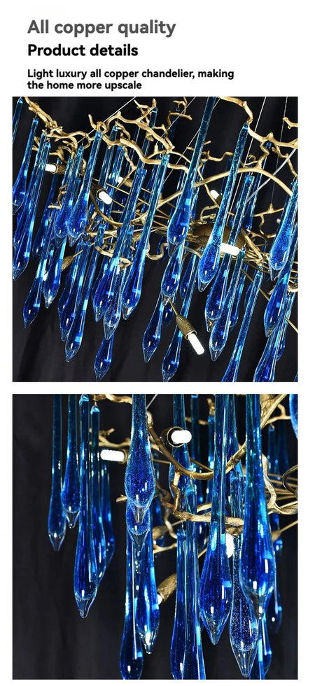 Luminaire Lustre cristal bleu luxueux – Référence : Zélia8367- - Nexa Lights