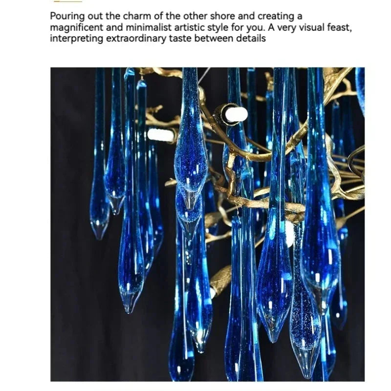 Luminaire Lustre cristal bleu luxueux – Référence : Zélia8367- - Nexa Lights