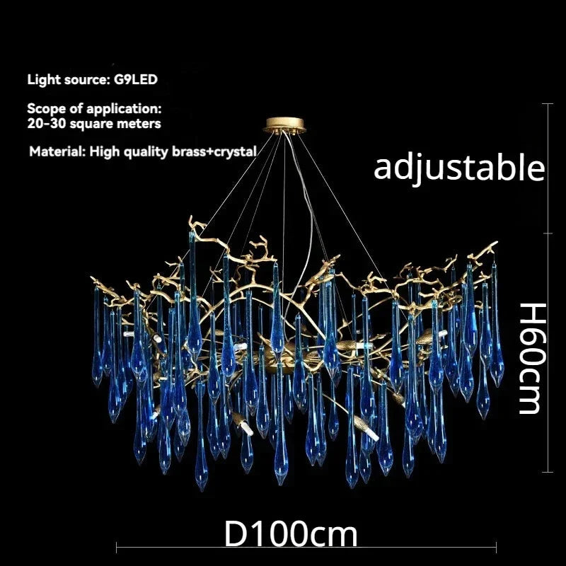 Luminaire Lustre cristal bleu luxueux – Référence : Zélia8367- - Nexa Lights