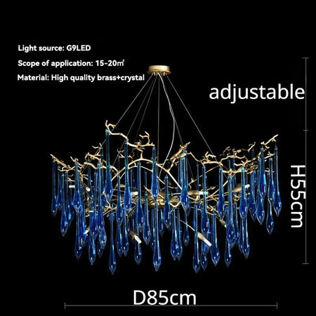 Luminaire Lustre cristal bleu luxueux – Référence : Zélia8367- - Nexa Lights