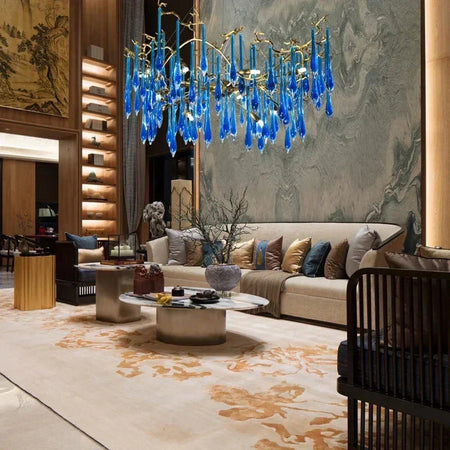 Luminaire Lustre cristal bleu luxueux – Référence : Zélia8367- - Nexa Lights