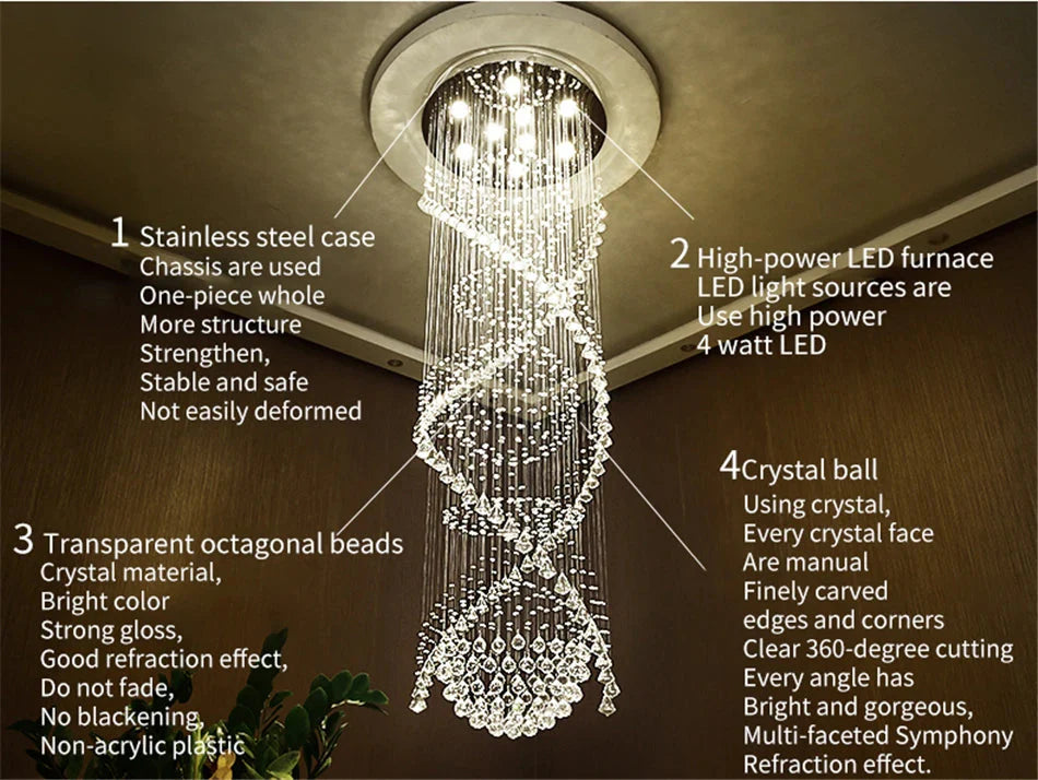 Luminaire Lustre design aérien en cristal – Référence : Aelienne7834- - Nexa Lights