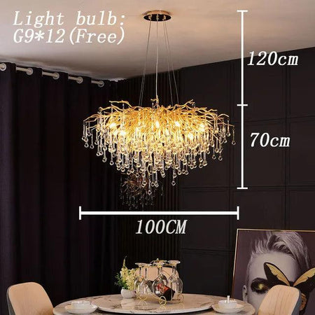 Luminaire Lustre design aérien en cristal – Référence : Elowen3765- - Nexa Lights