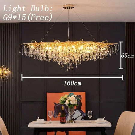 Luminaire Lustre design aérien en cristal – Référence : Elowen3765- - Nexa Lights