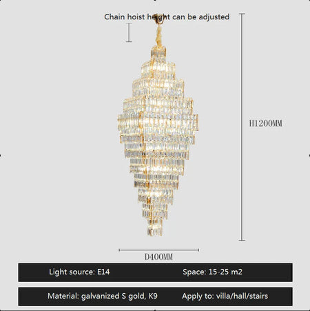 Luminaire Lustre design aérien en cristal – Référence : Elowen3847- - Nexa Lights