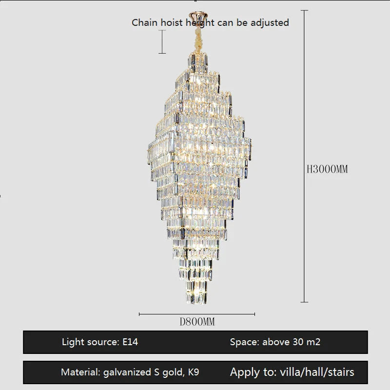 Luminaire Lustre design aérien en cristal – Référence : Elowen3847- - Nexa Lights