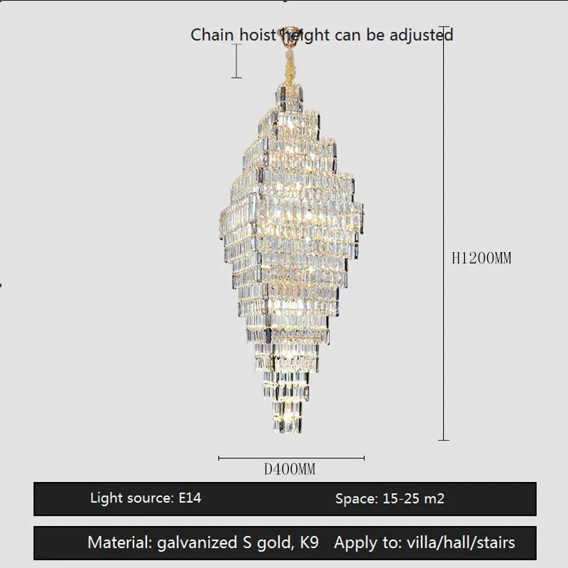 Luminaire Lustre design aérien en cristal – Référence : Elowen3847- - Nexa Lights