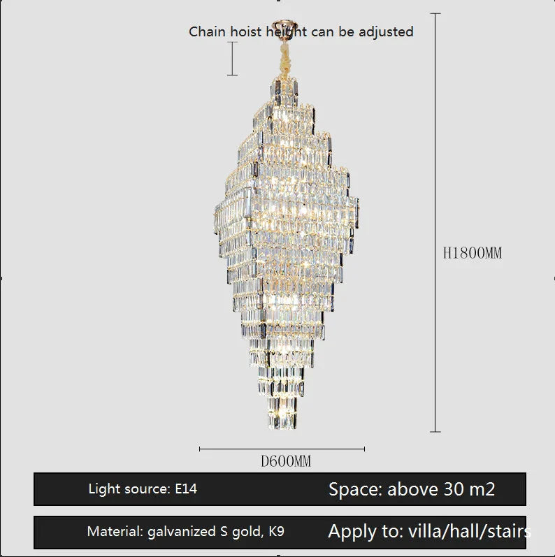 Luminaire Lustre design aérien en cristal – Référence : Elowen3847- - Nexa Lights