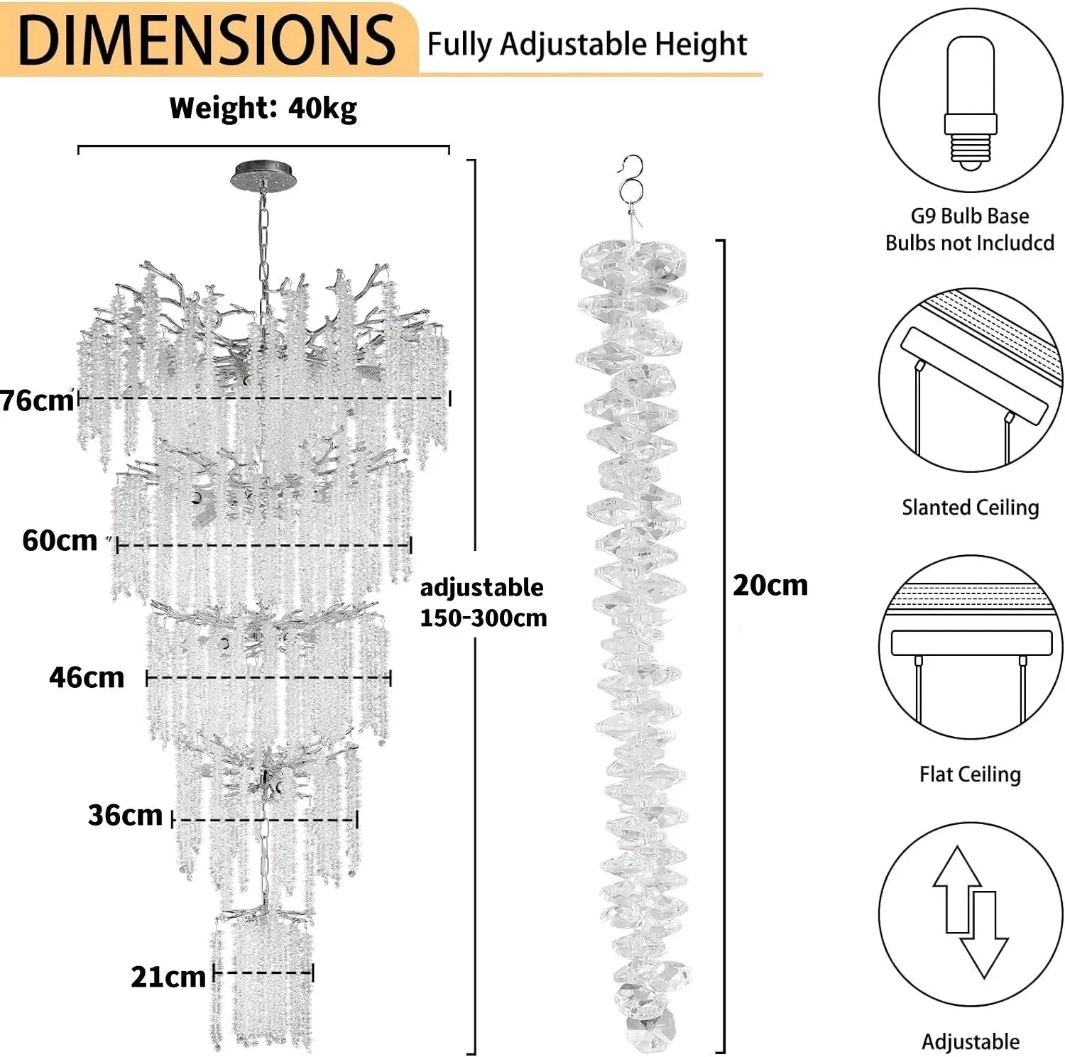 Luminaire Lustre design aérien en cristal – Référence : Elowen7832- - Nexa Lights