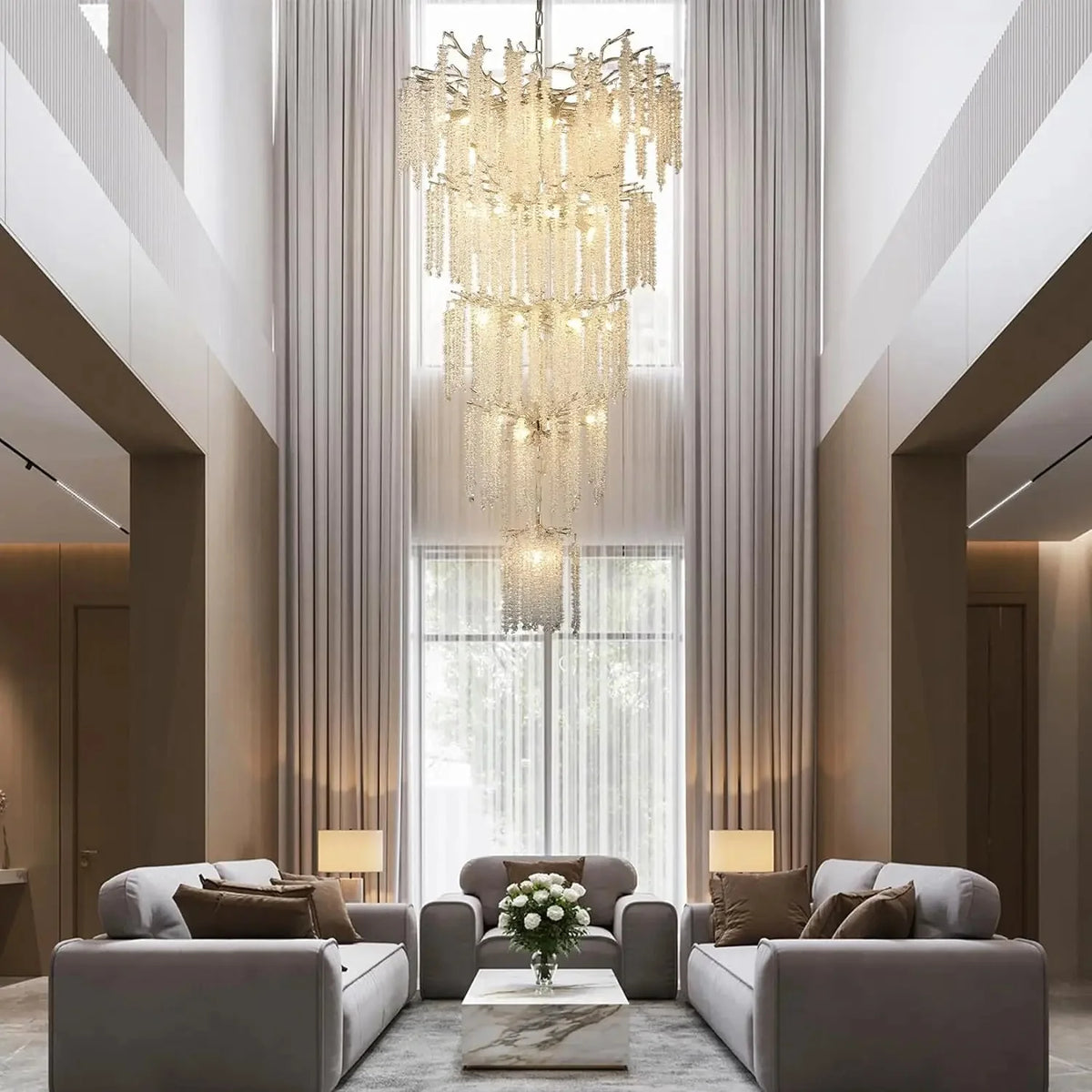 Luminaire Lustre design aérien en cristal – Référence : Elowen7832- - Nexa Lights