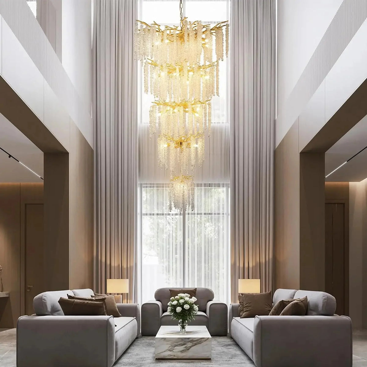 Luminaire Lustre design aérien en cristal – Référence : Elowen7832- - Nexa Lights