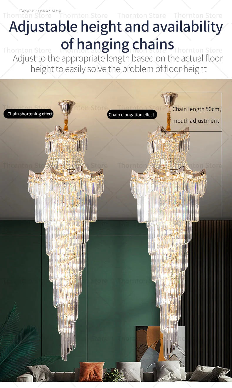 Luminaire Lustre design aérien en cristal – Référence : Elowen8374- - Nexa Lights