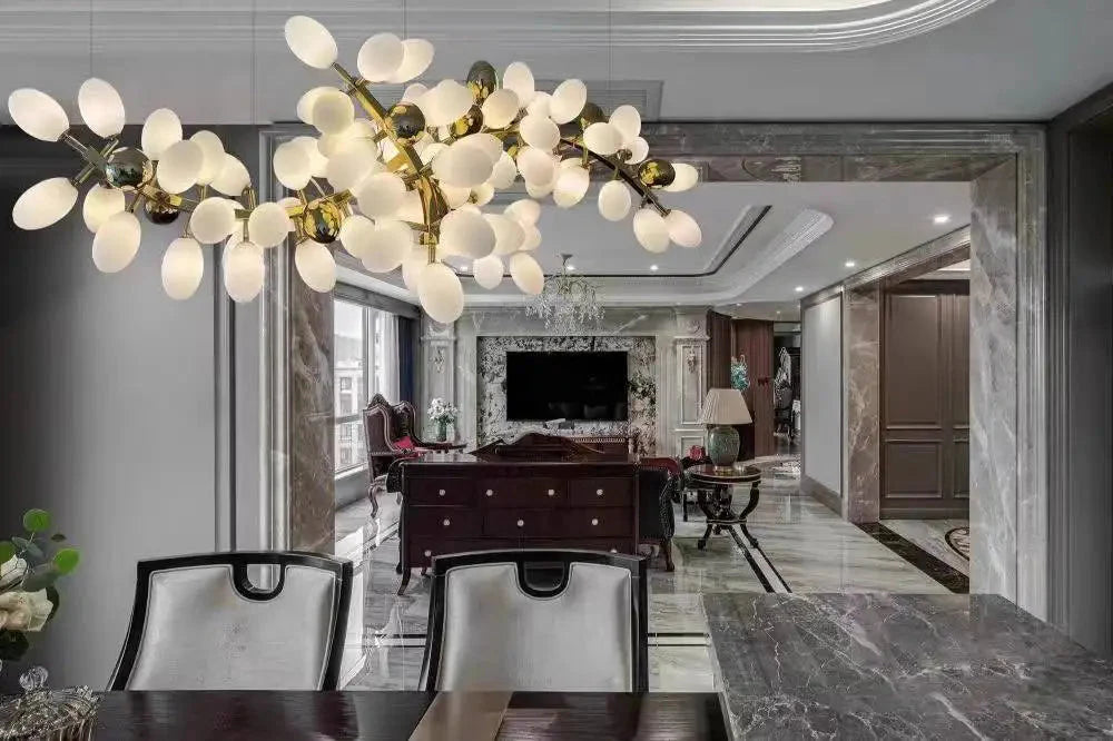 Luminaire Lustre design aérien en verre – Référence : Alvea3278- - Nexa Lights
