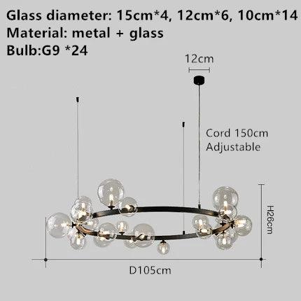Luminaire Lustre design aérien en verre – Référence : Elowen8372- - Nexa Lights