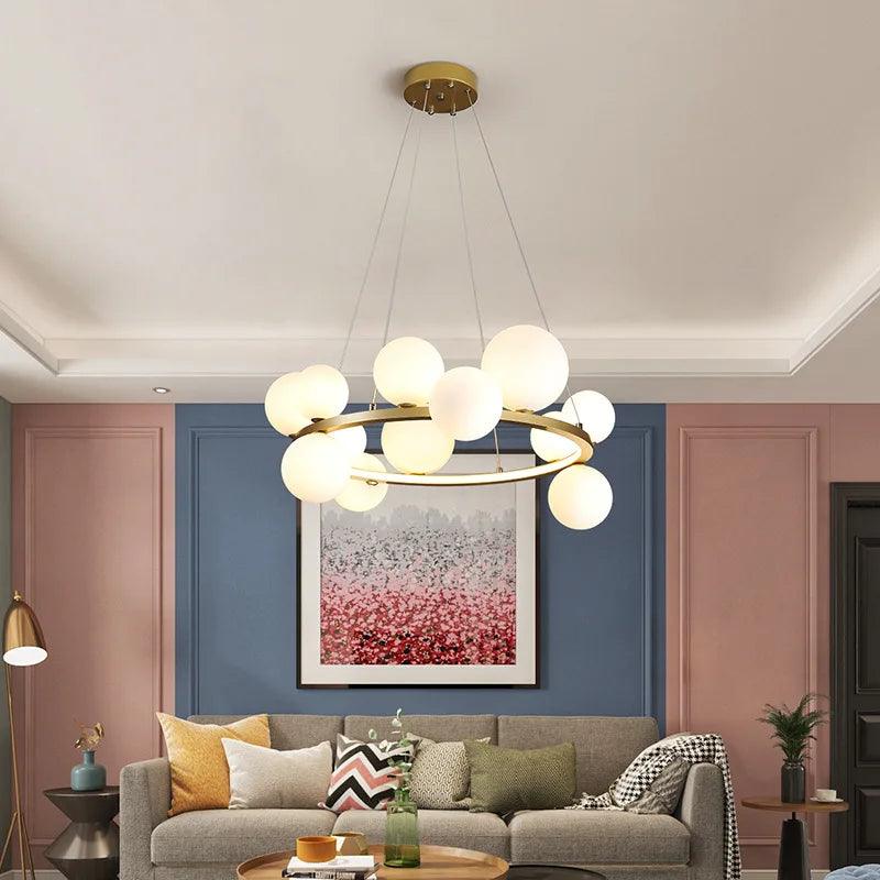 Luminaire Lustre design aérien en verre – Référence : Elowen8372- - Nexa Lights
