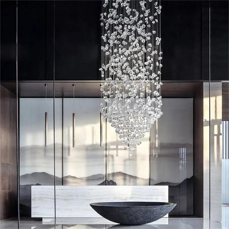 Luminaire Lustre design contemporain en acier inoxydable – Référence : Zélie8471- - Nexa Lights