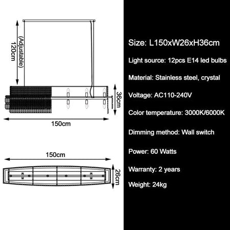 Luminaire Lustre design contemporain en cristal – Référence : Ancelin8374- - Nexa Lights
