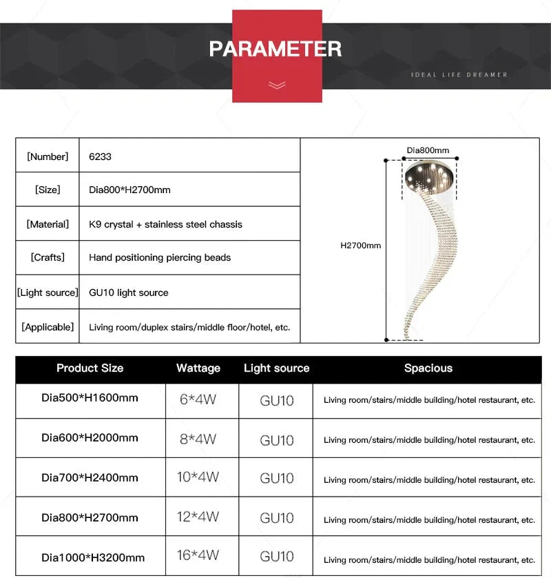 Luminaire Lustre design contemporain en cristal – Référence : Elowen7325- - Nexa Lights