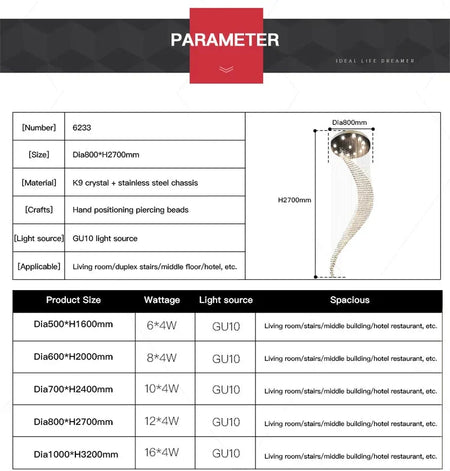 Luminaire Lustre design contemporain en cristal – Référence : Elowen7325- - Nexa Lights