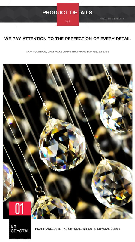 Luminaire Lustre design contemporain en cristal – Référence : Elowen7325- - Nexa Lights