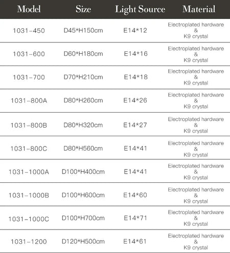 Luminaire Lustre design contemporain en cristal – Référence : Sélène3741- - Nexa Lights