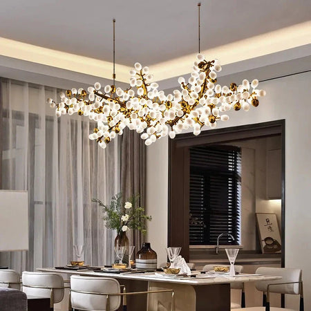 Luminaire Lustre design en cuivre et verre de jade – Référence : Elowen5837- - Nexa Lights