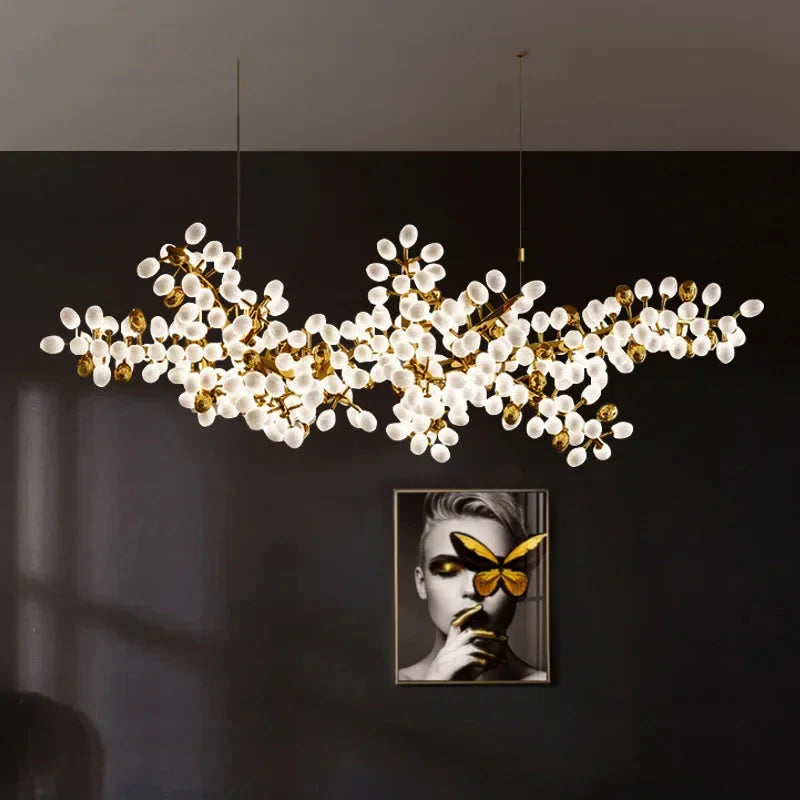 Luminaire Lustre design en cuivre et verre de jade – Référence : Elowen5837- - Nexa Lights