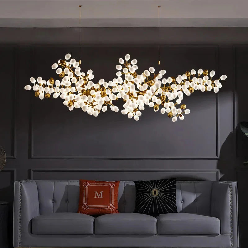 Luminaire Lustre design en cuivre et verre de jade – Référence : Elowen5837- - Nexa Lights