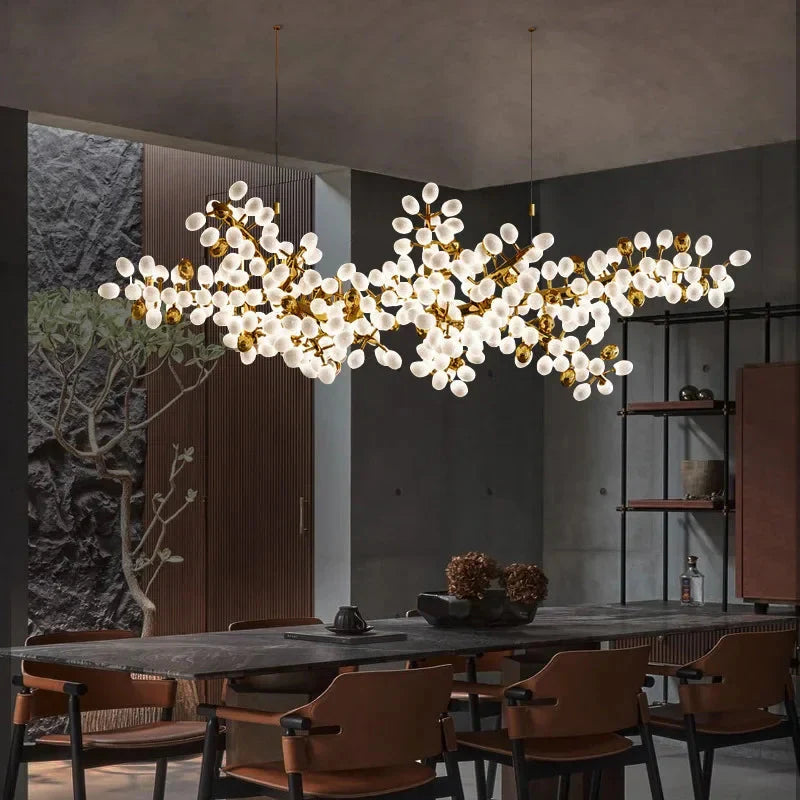 Luminaire Lustre design en cuivre et verre de jade – Référence : Elowen5837- - Nexa Lights