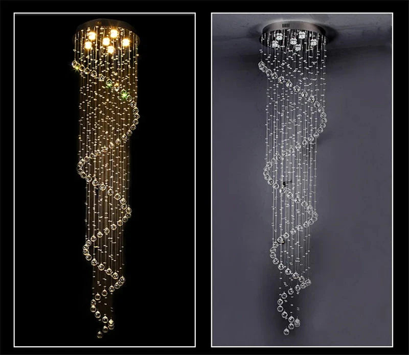 Luminaire Lustre design spirale en cristal – Référence : Elowen3847- - Nexa Lights