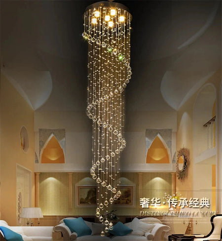 Luminaire Lustre design spirale en cristal – Référence : Elowen3847- - Nexa Lights